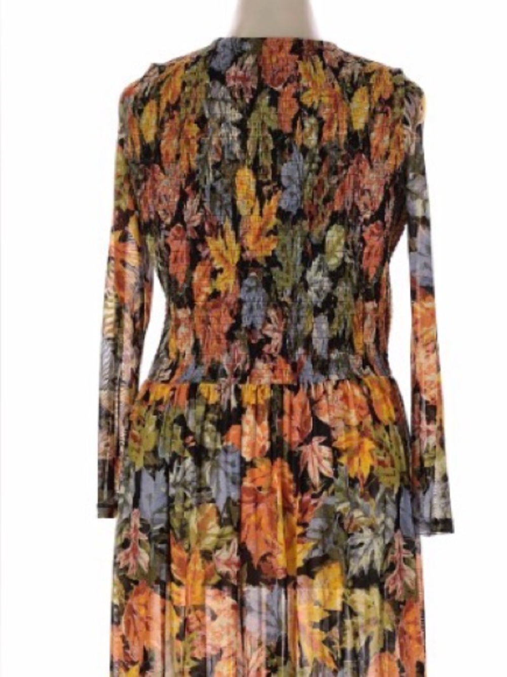 ModCloth Floral Smocked Maxi Dress 1X | Boho/Cottagecore Long Sleeve |Warm Tones - Picture 7 of 8